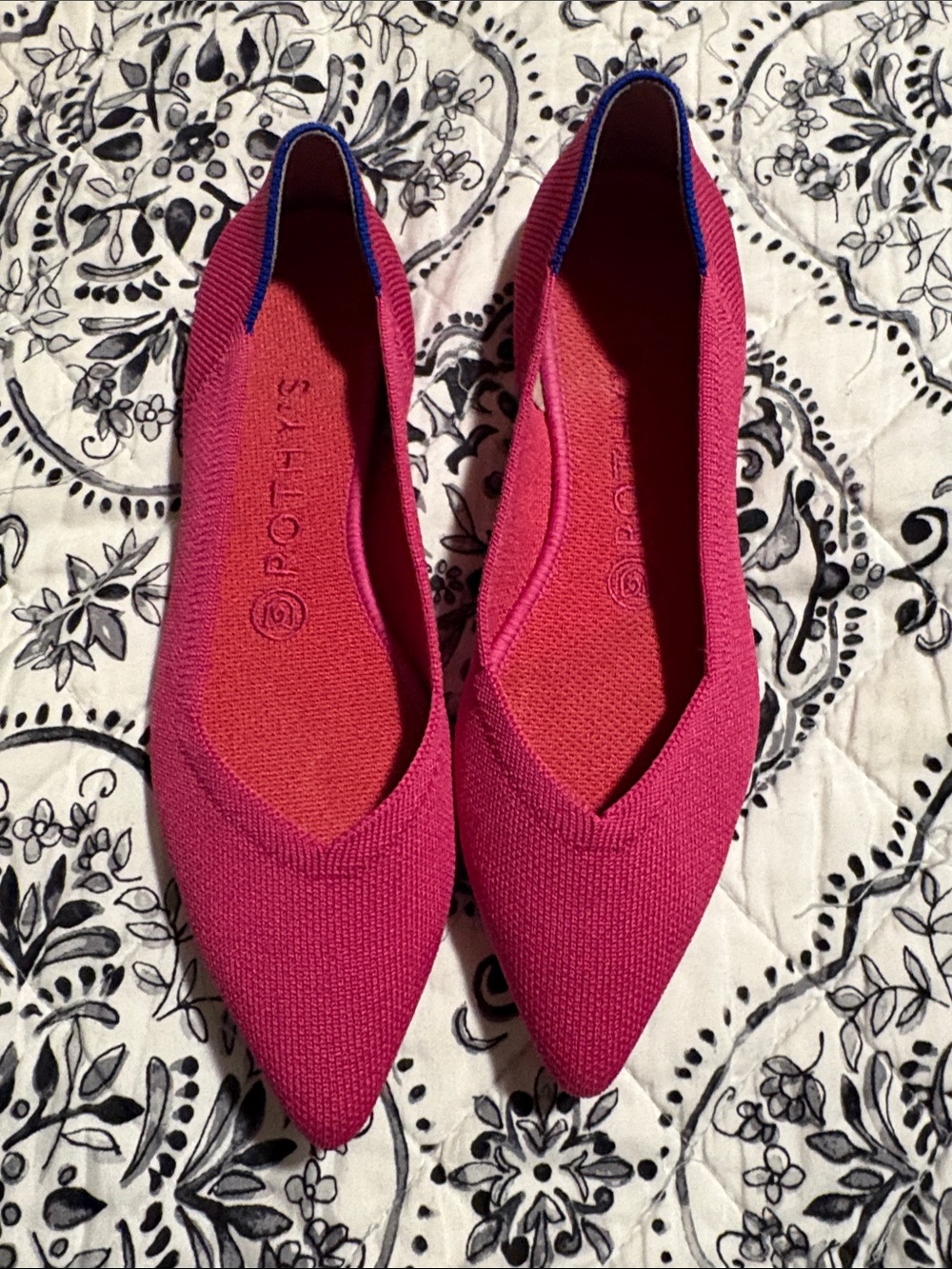 Rothy's Pink Pointed-Toe Knit Slip-On Flats